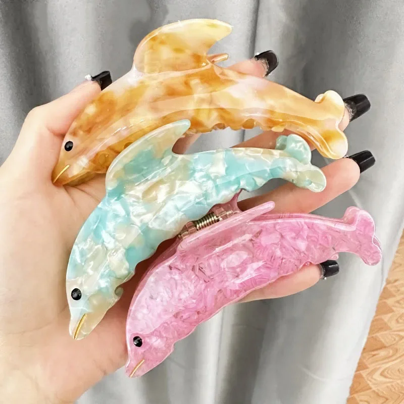 Muweordy Dolphin Hair Clip Acetate Claw Clip Cute Crab Hair Clips Popular Hair Catches Kawaii Hair Accessories for Women Girls