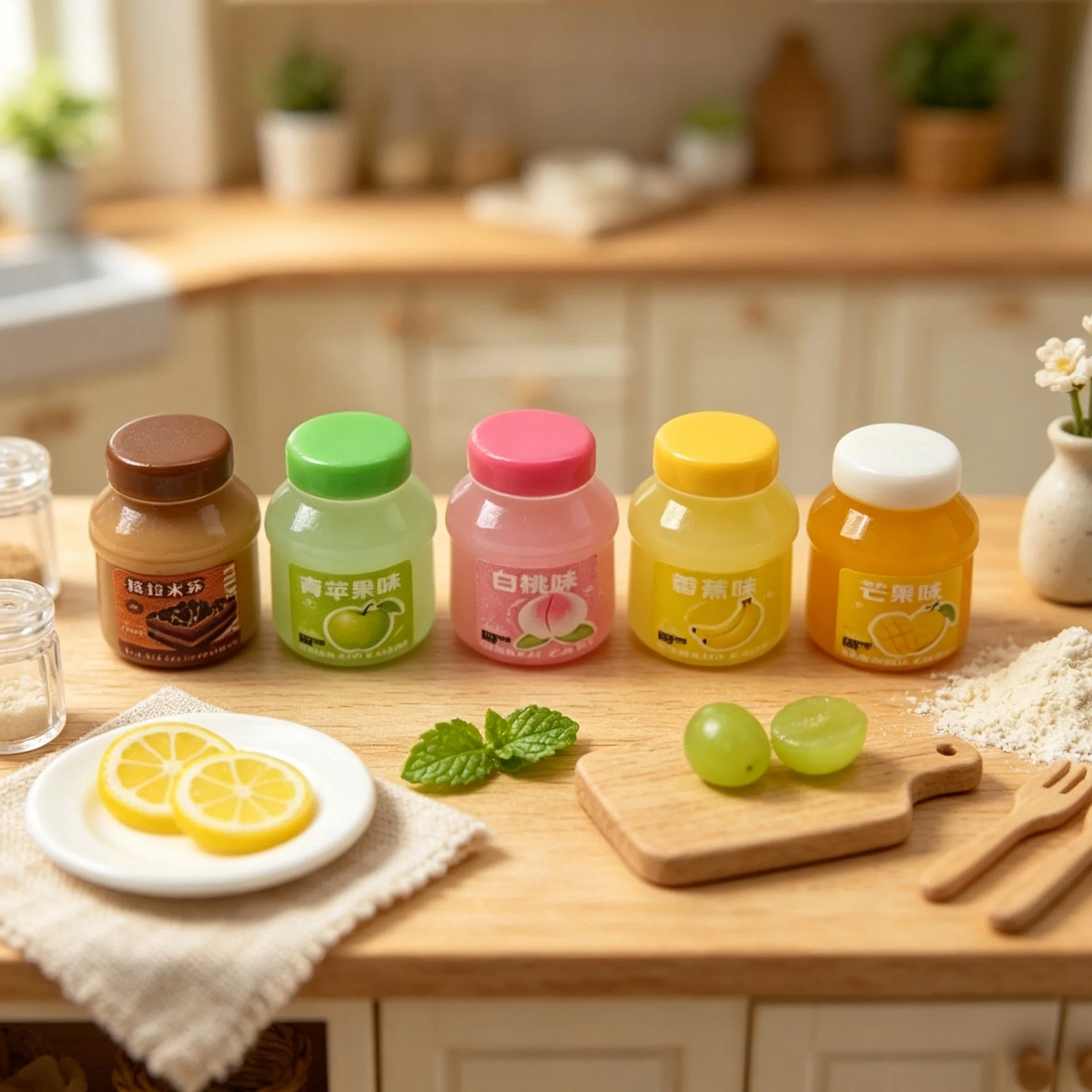 20pcs Kawaii Mini Simulation Fruit Juice Resin Cabochon Figurines  Miniatures For Home Decoration Accessories Dollhouse