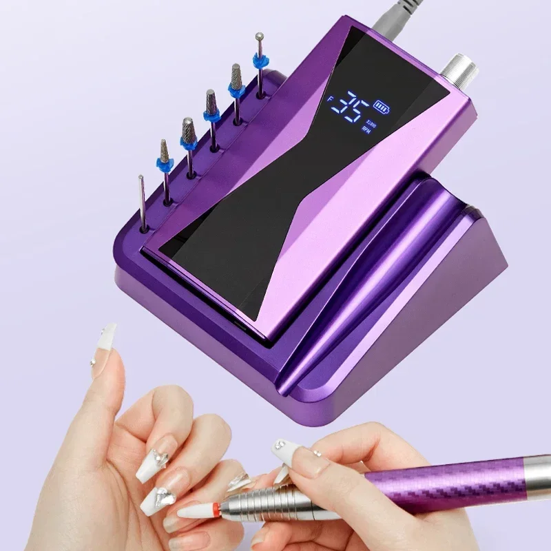 Wholesale Brushless 40000RPM Storage Nail Grinder Charging Portable Nail Remover Nail Art Machine Nail Stuff Wave Polish Makeups