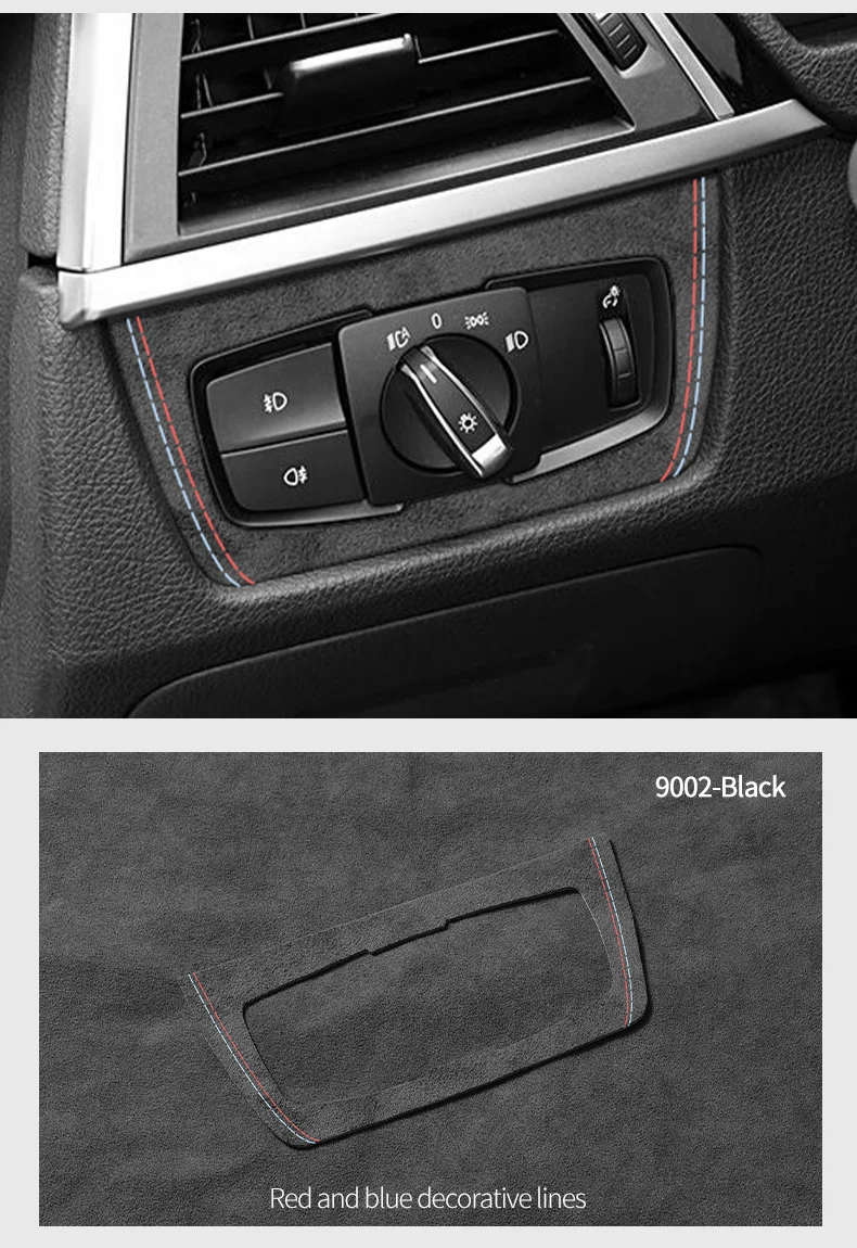 Für BMW F30 F32 F34 Hergestellt aus Alcantara Scheinwerfer Bedienfeld Trim Rahmen Aufkleber Anti Scratch Auto Innen Tuning Zubehör – Detail 7