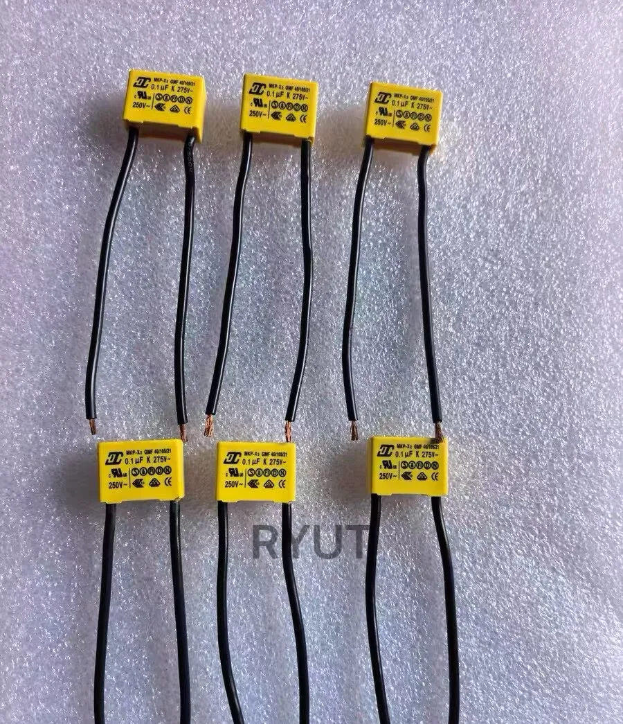 20pcs/lot  0.1UF 250V 275V 70mm Soft Guiding Wire Electrical Safety Capacitor MKP-X2 15mm
