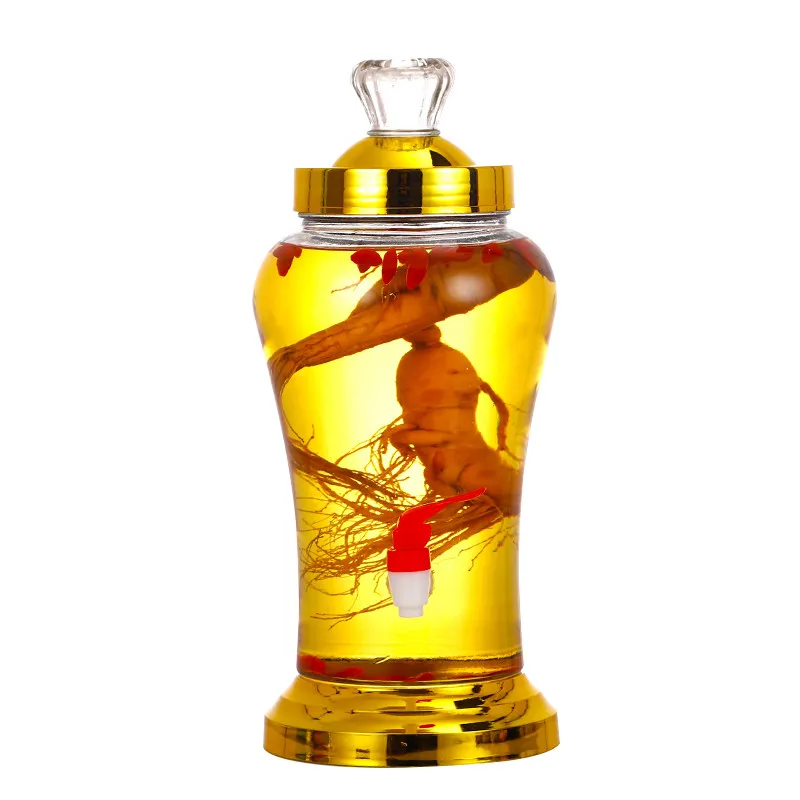 Glass Wine Jar Ginseng Fermentation Household . . Sealed Plum Waxberry Grape with Faucet