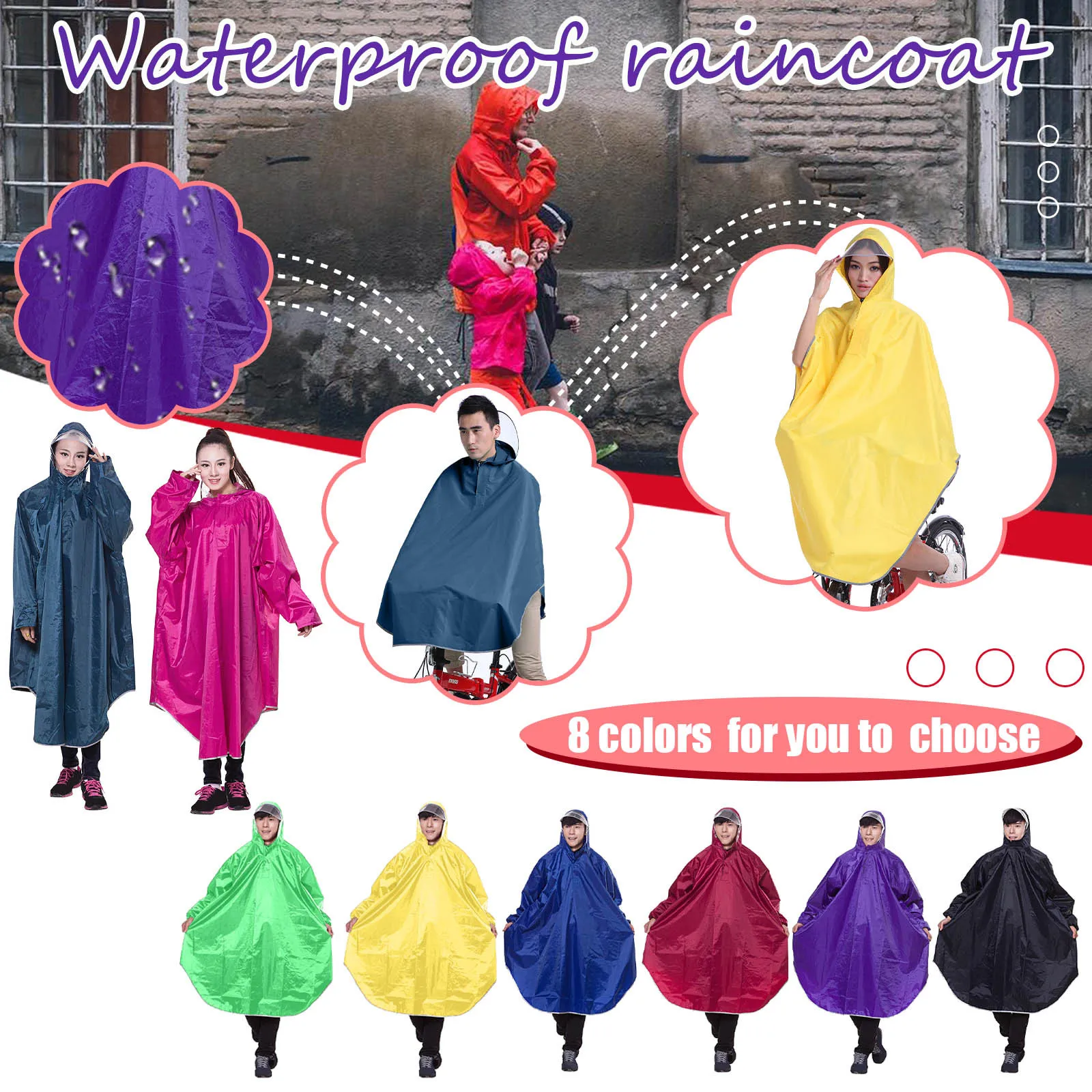 Adult Single Cycling Raincoat Transparent Large Brim Reflective Waterproof Poncho For Men Women Commuting Outdoor 2026 Trending