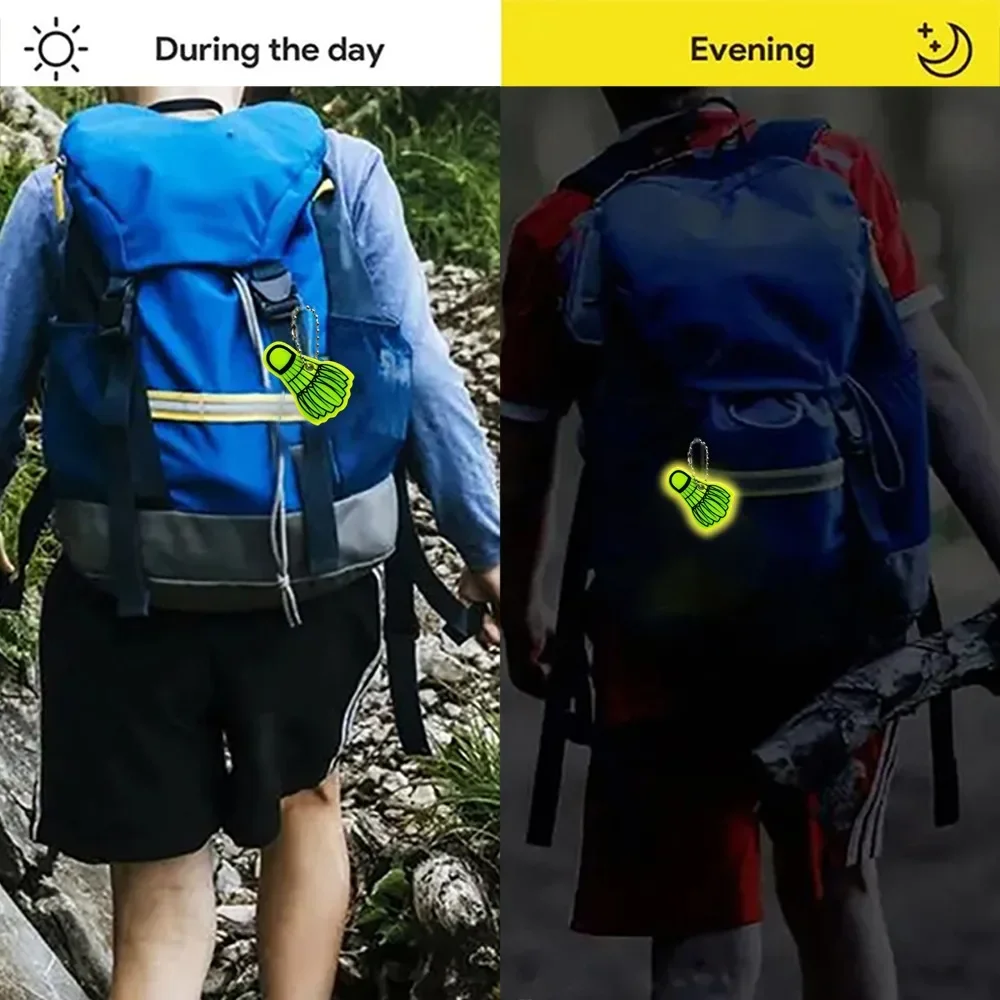 10PCS Sports Style Badminton Reflective Keychain, Creative PVC Double-sided Reflective Backpack Decoration Suitable for Night