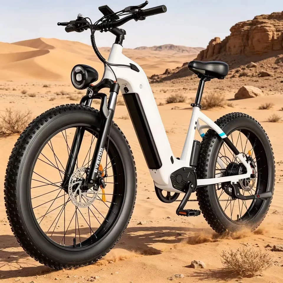 OBX EV900S E-Bike 1000W Electric Bike 48V 15Ah Battery 26” Fat Tire E-Bike 28MPH Adjustable Speed 55KM Range Front Suspension image 7