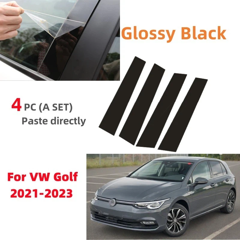 

Для Volkswagen Golf Mk6 Mk7 Mk8 4 шт. черные накладки на окна центральной колонки B, наклейки на стойку C, аксессуары