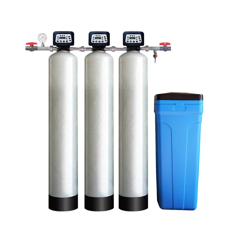 1000LPH Water Softening System With Quartz Sand Activated Carbon Resin Softening Filter Salt Box And Precision Filter Device