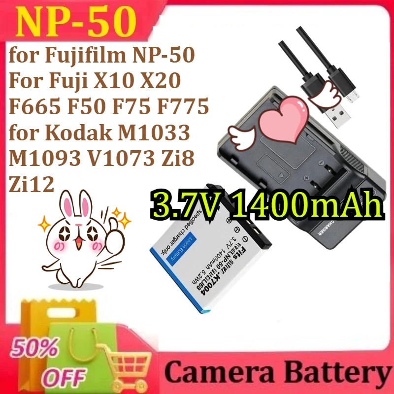 

Klic-7004 D-Li68 Battery and Charger for Fujifilm NP-50 For Fuji X10 X20 F665 F50 F75 F775 for Kodak M1033 M1093 V1073 Zi8 Zi12