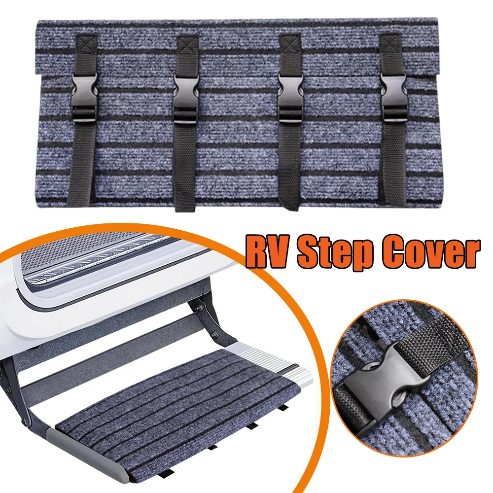 

Adjustable RV Step Mat Non Slip Camper Stair Tread Pad Easy Install Cleaning Dirt Protection Camping Trailer Van Accessories