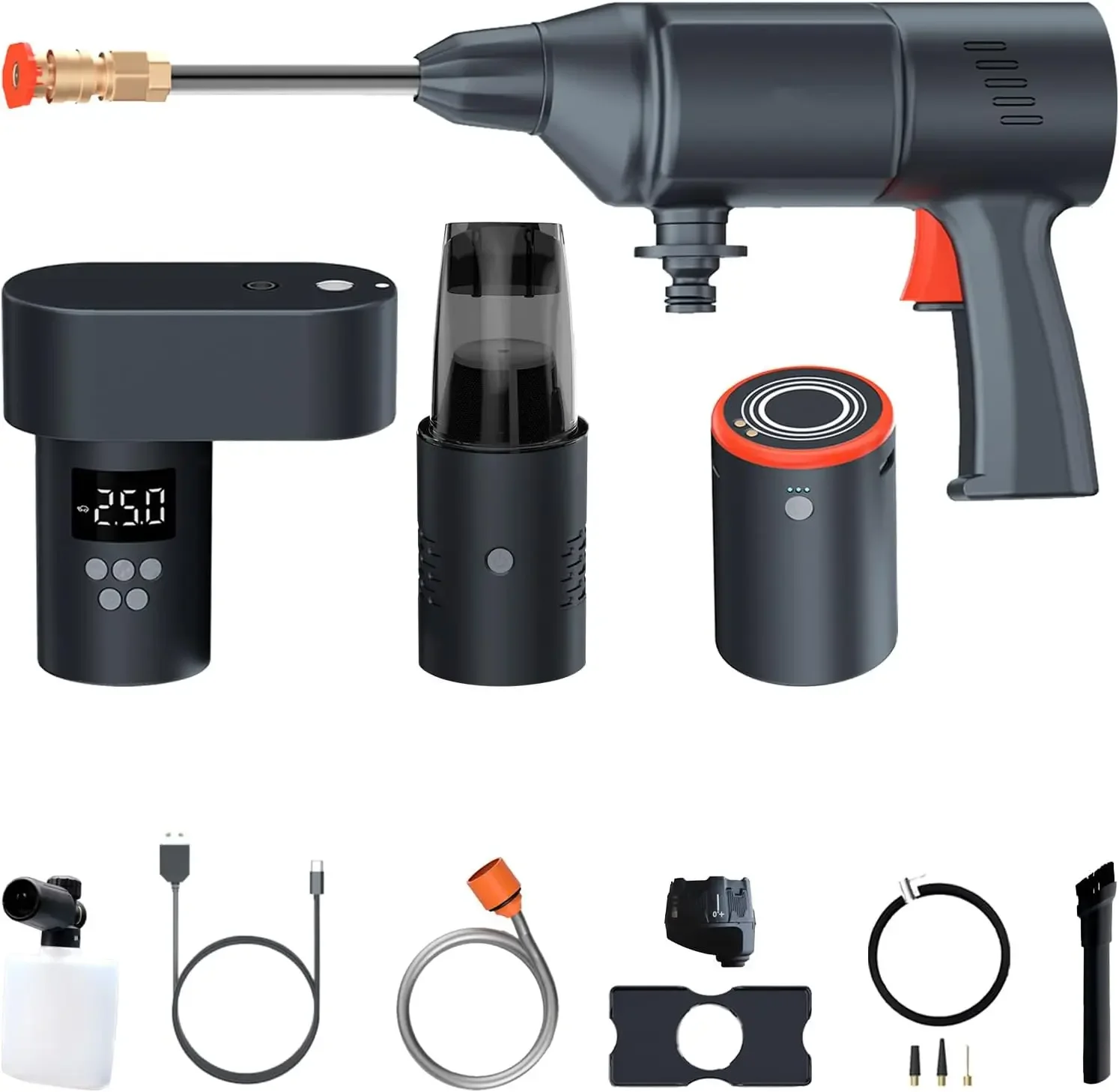 

#For 5 In 1 Car Kit 19000Pa Car Vacuum Cleaner 200psi Washer Flashlights Portable 150psi Tire Inflator 15000mah Car Jump Starter