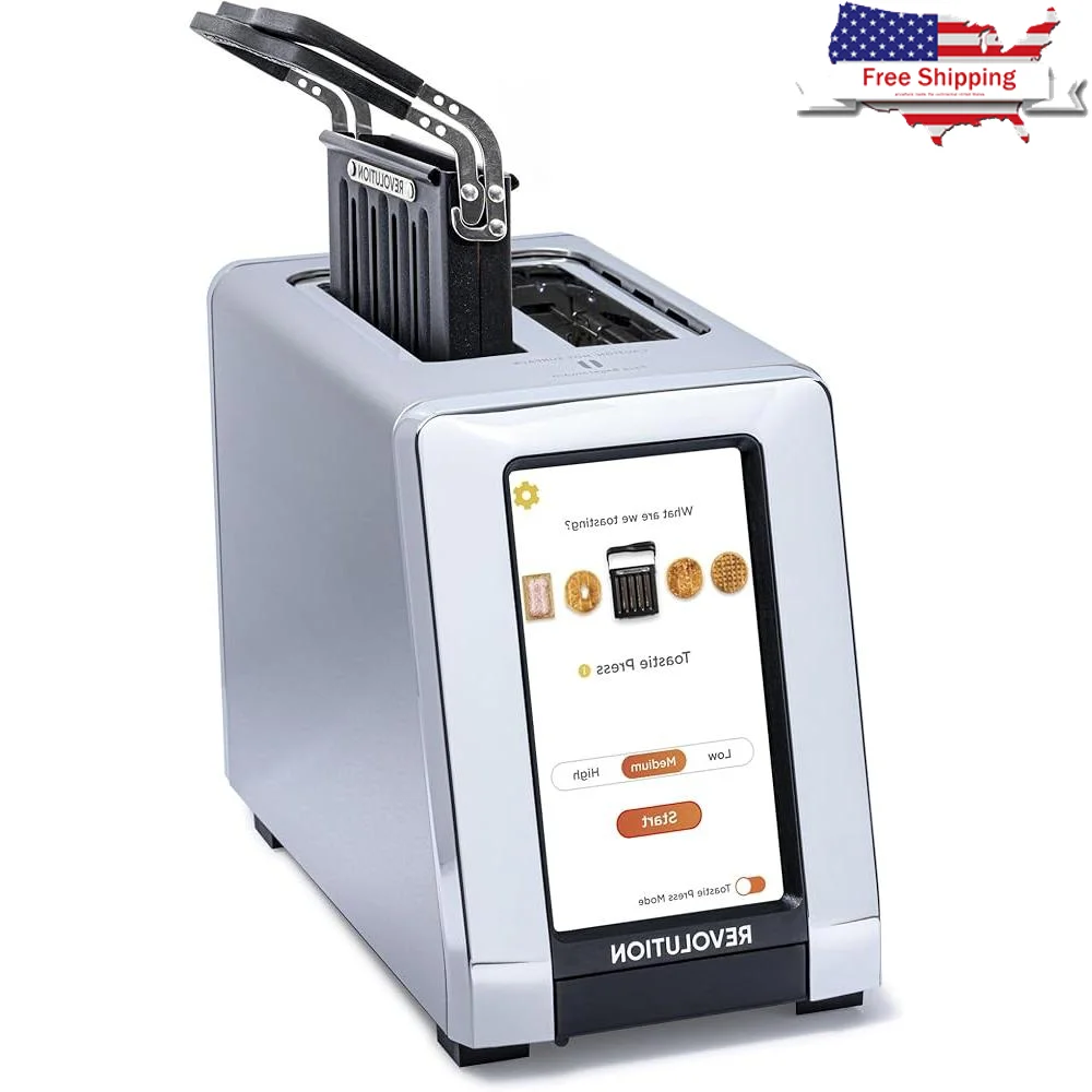 Умный тостер с сенсорным экраном, 2 ломтика, широкий слот, технология InstaGLO, подключенный тостер, автоматический набор, часы, машина для тостов с погодой и широкой погодой