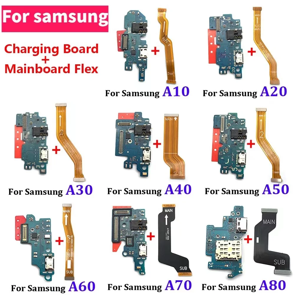 Applicable to Samsung A10 A20 A30 A40 A50 A70 A80 A10S A20S A30S A50S A31A71 USB charging port connector plate + Main board Flex