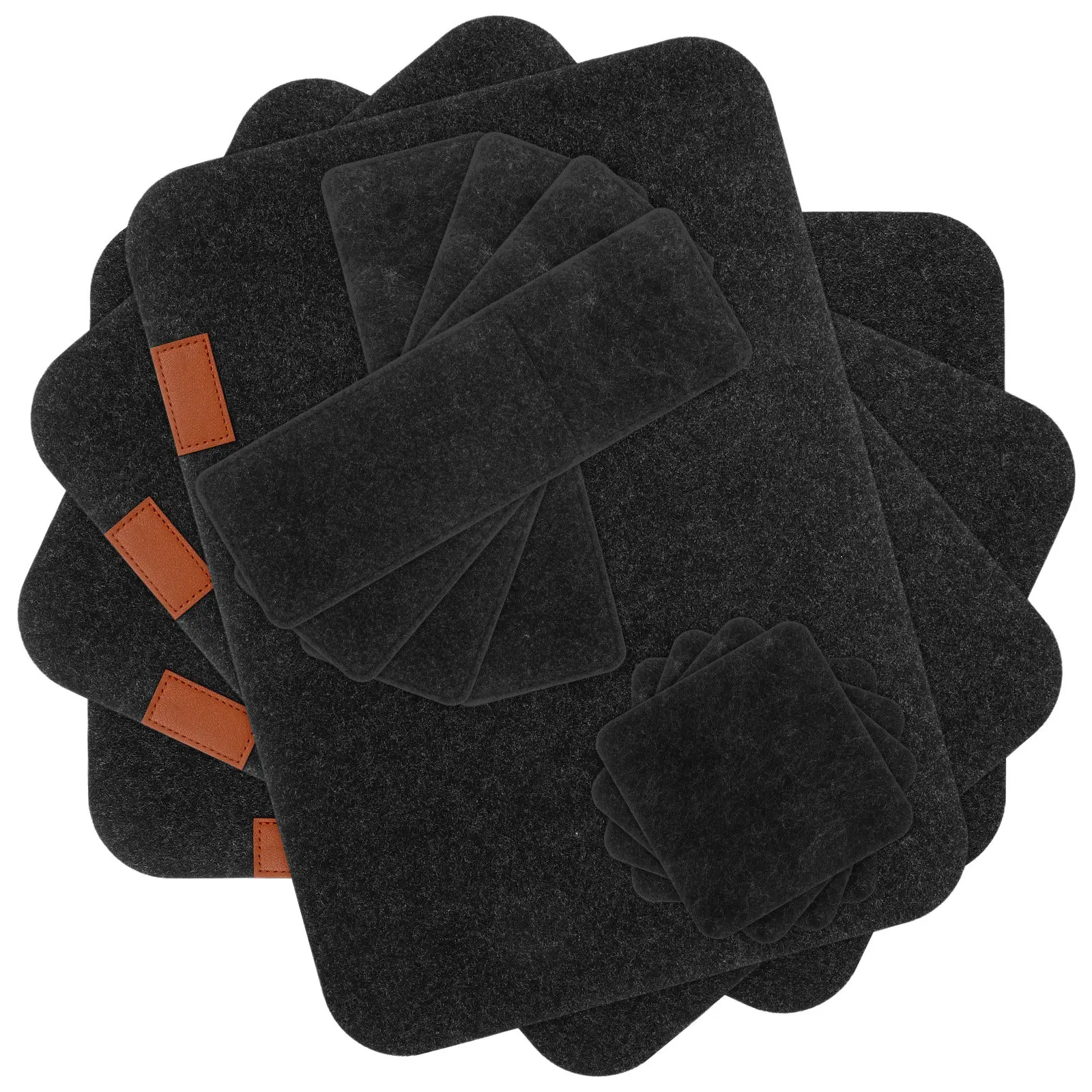 4Sets Felt Placemats and Coasters Set Heat Proof Table Mats Water Oil Resistant Portable Non-Slip Placemats for Banquet Buffet