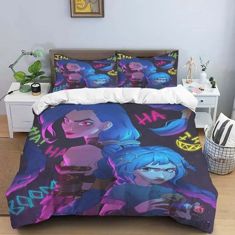 Cartoon Game Jinx Arcane_ League of Legends Bedding Set King Twin Double Child 3 Piece Mircofiber or Polyester Duvet Cover Sets