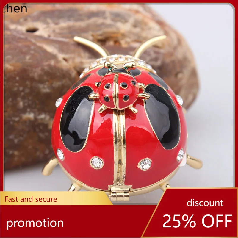 ZML Metal Enamel Seven-Spotted Ladybug Insect Beetle Ornament Creative Home Decoration Handmade