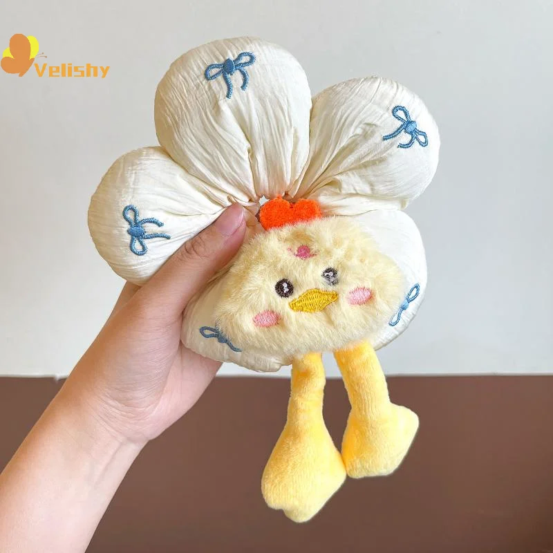 Cartoon Corpo inferiore di animali Fiore grande Scrunchie per donne Ragazze Fascia per capelli dolce Fascia per capelli Cravatta per capelli Accessori per capelli carini