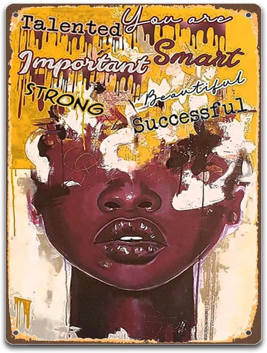 

Office Black History Month,American Woman Portrait Poster,Black Girl Portrait Print,Feminism Poster, Tin sign-12x8inch(30x20cm)