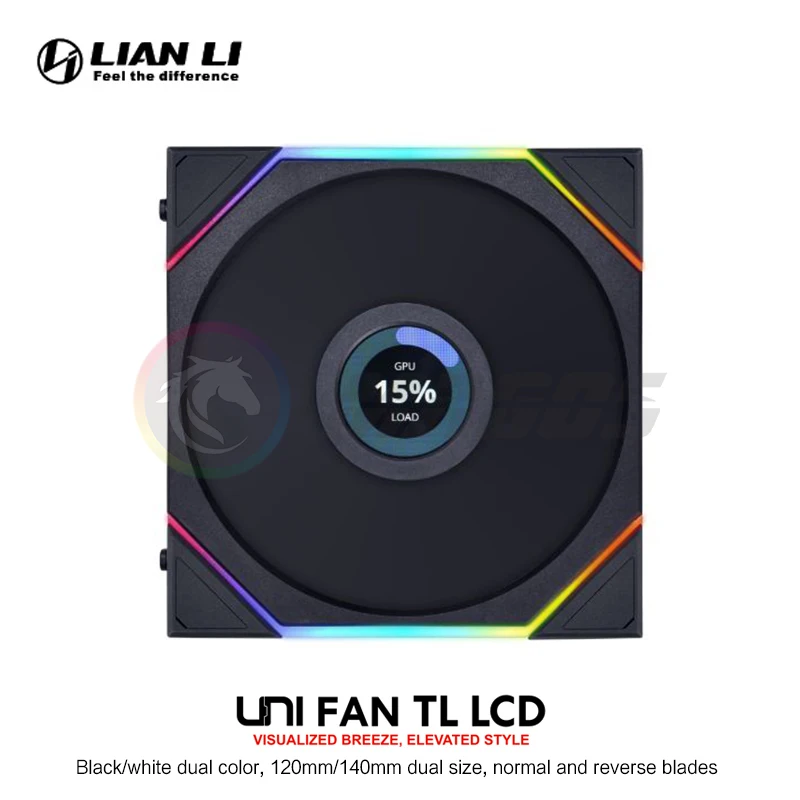 Lian Li LCD TL120 TL140 Uni Fan Forward/Reverse Computer Case Fan, 1.6'' Monitor Display 400*400, 1 / 3 Pcs Pack, New Arrival