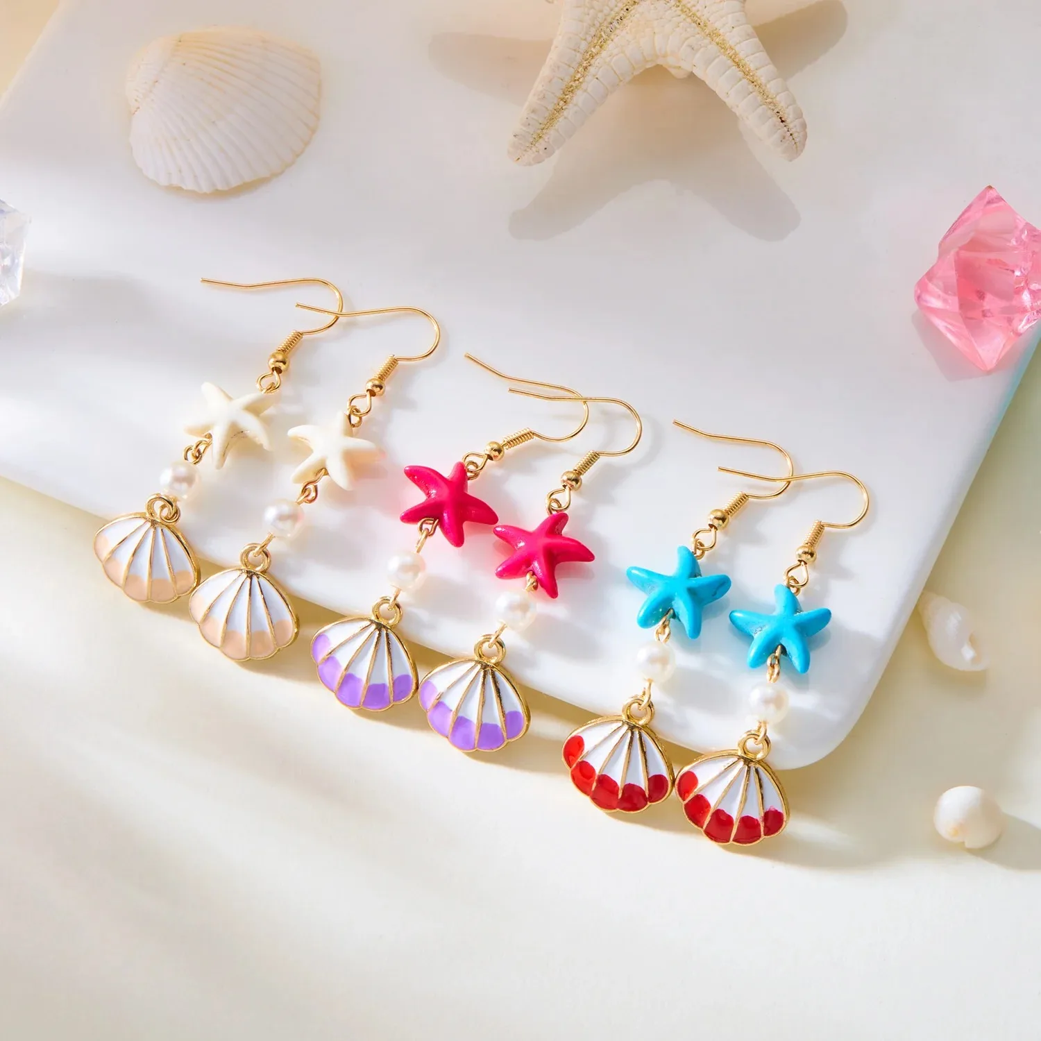 

New Starfish Shells Dangle Earrings for Women Conch Bohemia Long Tassel Star Shell Drop Earring Girl Ocean Beach Party Jewelry