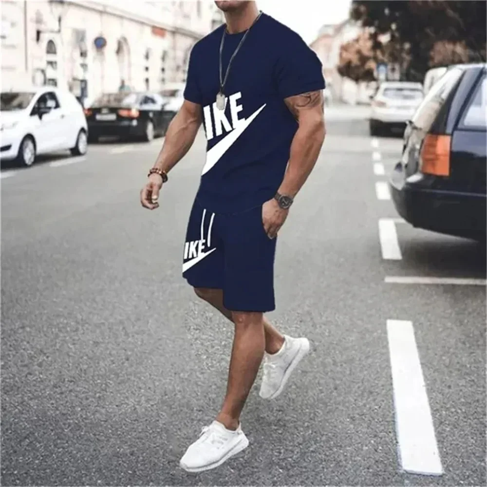 2024 Sommer Herren Fitness studio schnell trocknen Jogging Sportswear Casual Set hochwertige Mode Kurzarm T-Shirt und Shorts 2 Stück Set