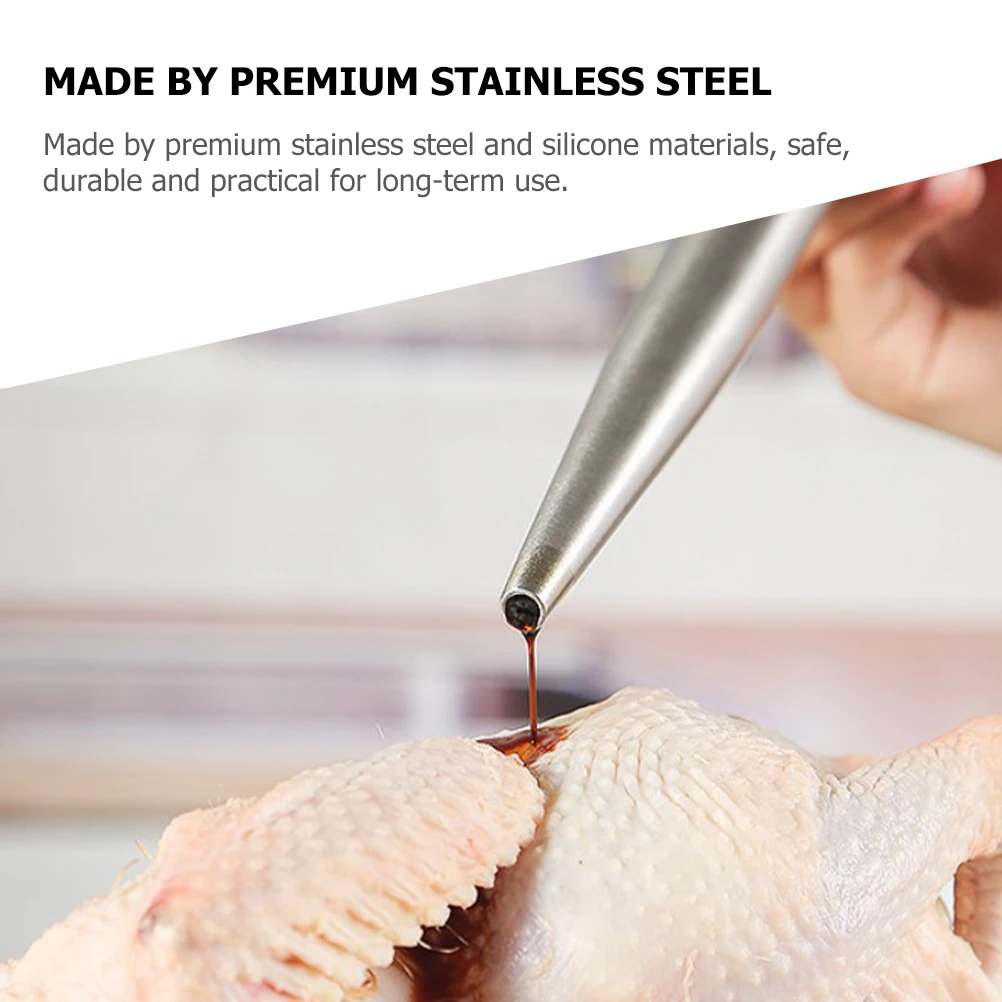 

Barbecue Sauce Injector Stainless Steel Silicone Turkey Baster Marinade Tool Cooking Meat Needle Sauce Dispenser