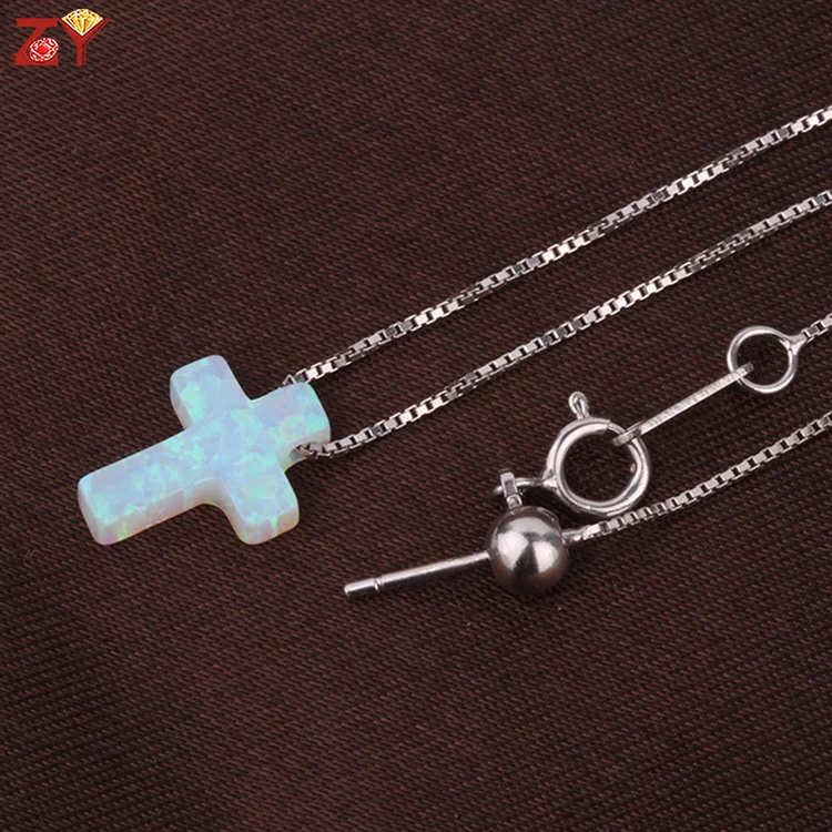 JOFashion-Collier pendentif croix opale colorée élégante, boîte en argent regardé 925, bijoux