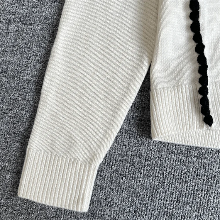 سترة نسائية محبوكة من Ele Long Sve مصنوعة من مزيج الصوف كاجوال فضفاضة تناسب طبقة قاعدة مستديرة Ne irt لربيع الخريف والشتاء #2