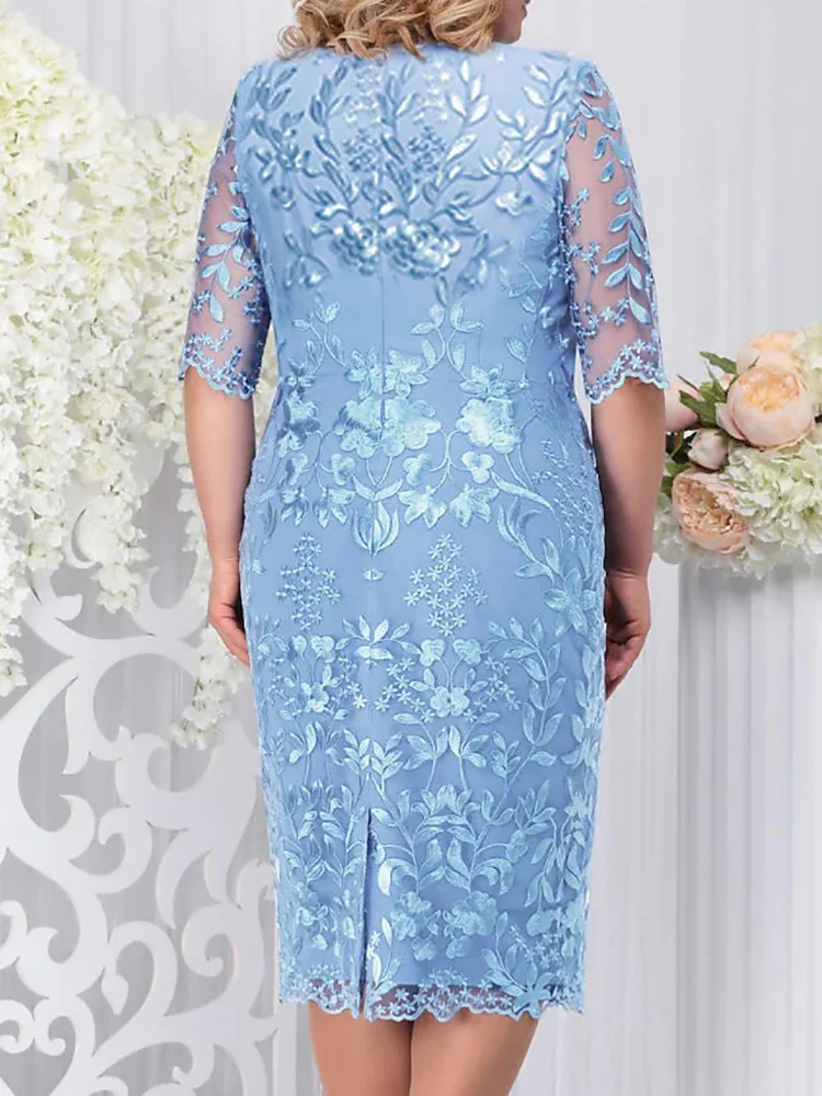 Plus Size imprezowa sukienka dla gości weselnych luksusowa elegancka damska 50-letnia damska koronka kwiatowa Bodycon pulchna damskie sukienki