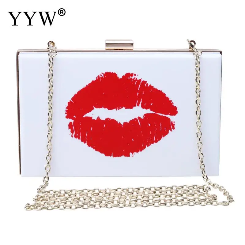 

Women Acrylic Box Evening Clutch Bags 2023 New Designer Crystal Elegant Novelty Lip Printed Purses And Handbags High Quality