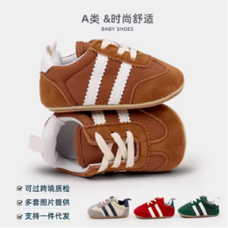 Hot Selling Baby Casual Sports Shoes Spring and Autumn Girls and Boys High Quality PVC Sole Anti Slip Prewalker Shoes