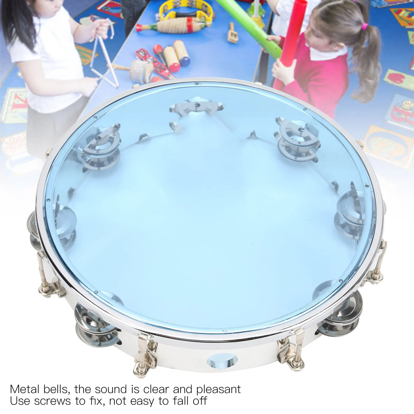 

Бубен MBAT Регулируемый двухрядный 10-дюймовый ударный джингл Инструмент для вечеринки Двухрядный бубен