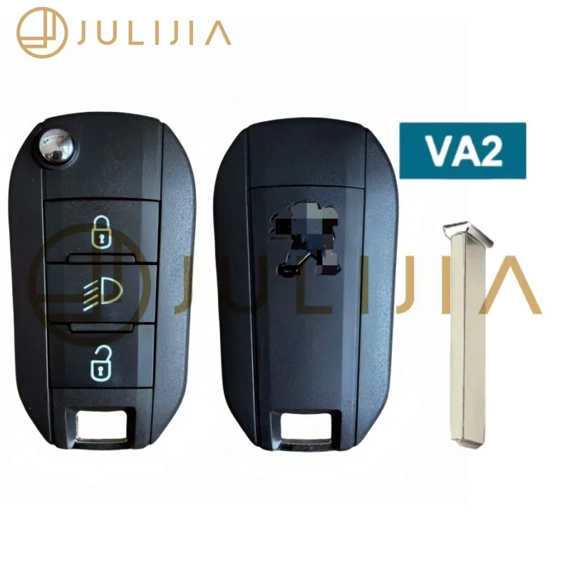 JULIJIA 4A Chip For Peugeot 308 4008 Citroen C3 C5 C6 Flip Remote Folding Car Key 433 MHZ HU83 VA2 Blade HUF8435 PN:98 139 654 7