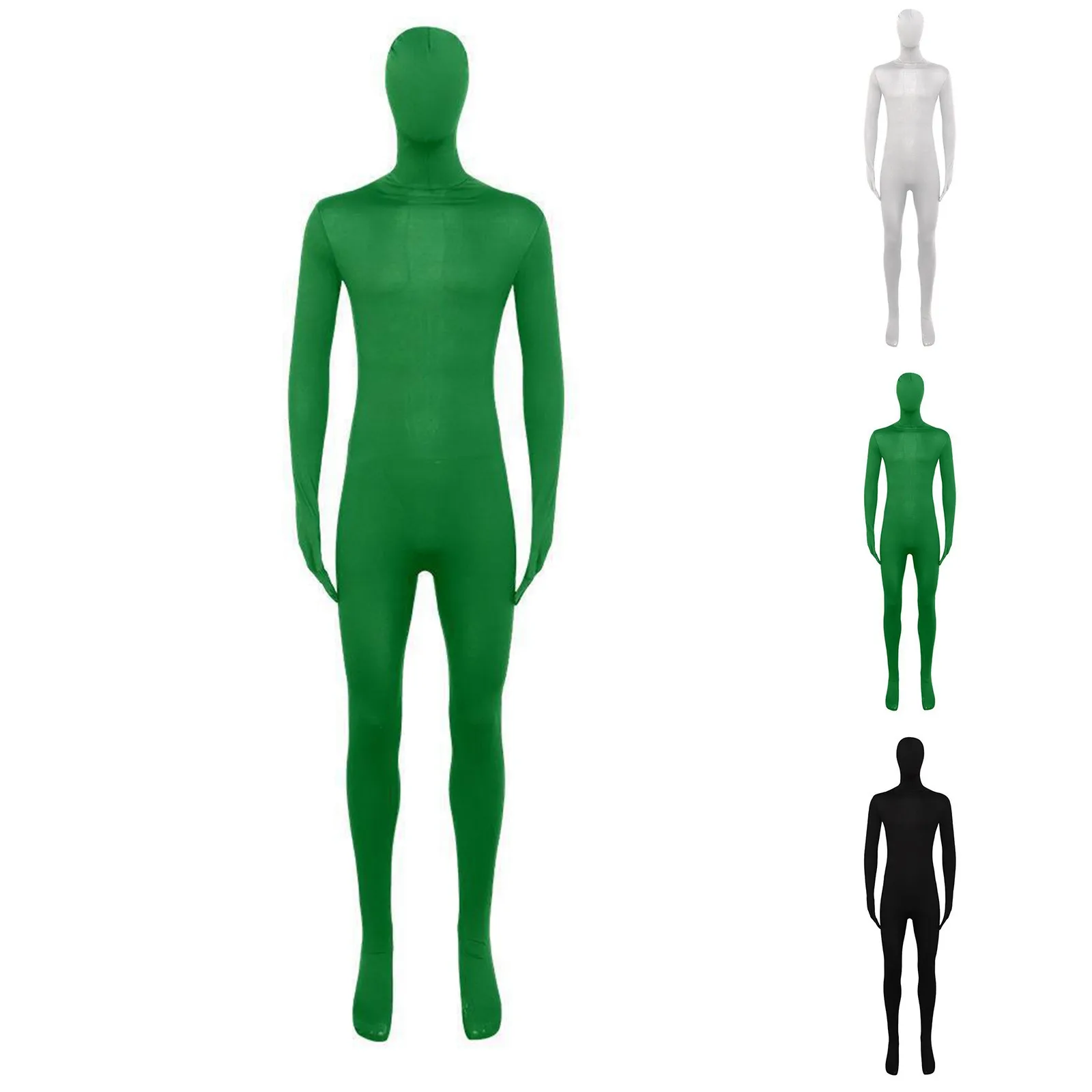 Full Body Photography Chromakey Green Suit 160/170/180cm Unisex Adult Green Bodysuit Stretch Costume for Video Festival Cosplay