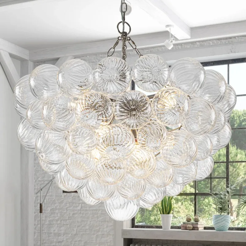 

American Vintage Luxury LED Pendant Light Glass Bubble Ceiling Chandeliers Home Room Decoration for Living Dinning Bedroom Lamps