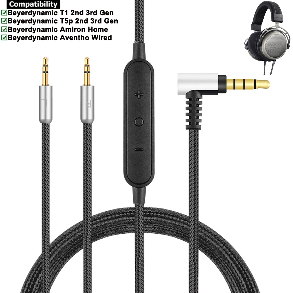 Replacement Braided Cable Extension Cord For Beyerdynamic T1 T5p 2nd 3rd Gen Amiron Home Aventho Wired Headphones