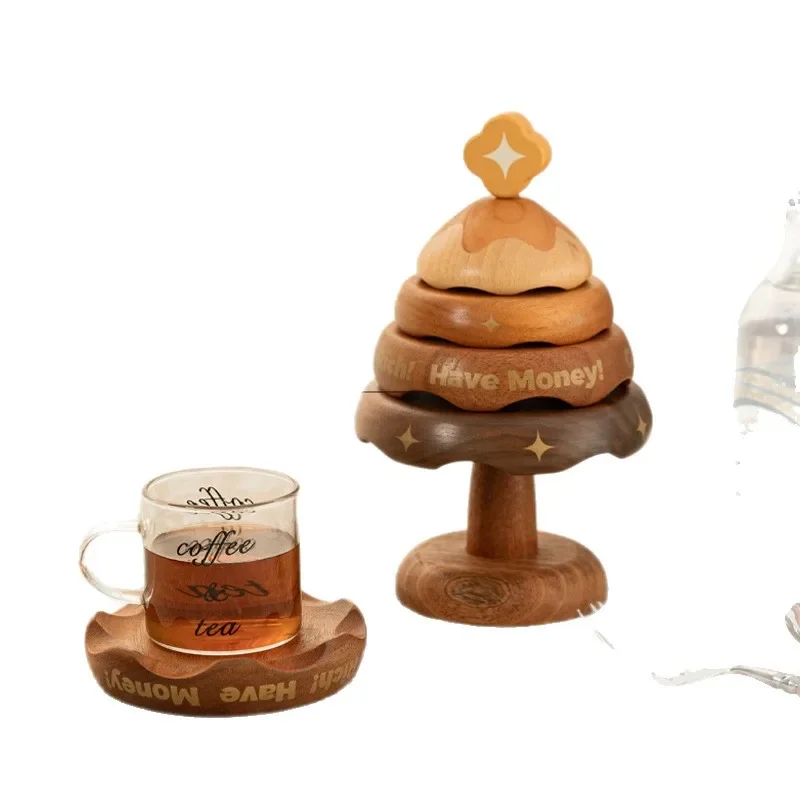 

Placemat Heat Insulation Mat Solid Wood Fortune Tree Dining Mat Anti-scalding and High Temperature 2025 New Household Coaster