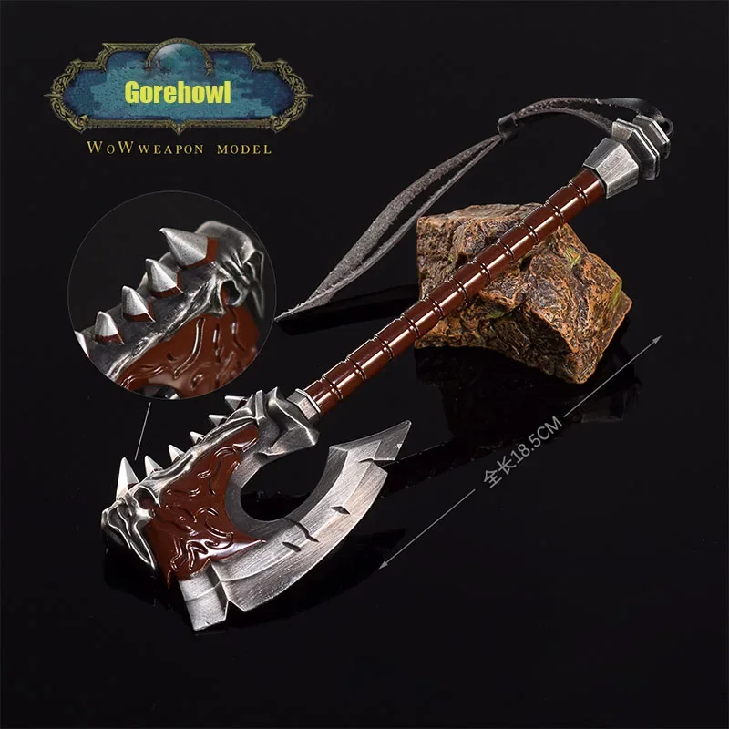 18.5cm WOW Weapon Gorehowl Axe Metal Model Game World of Warcraft Peripherals Real Steel Katana Desk Ornaments Toy Birthday Gift