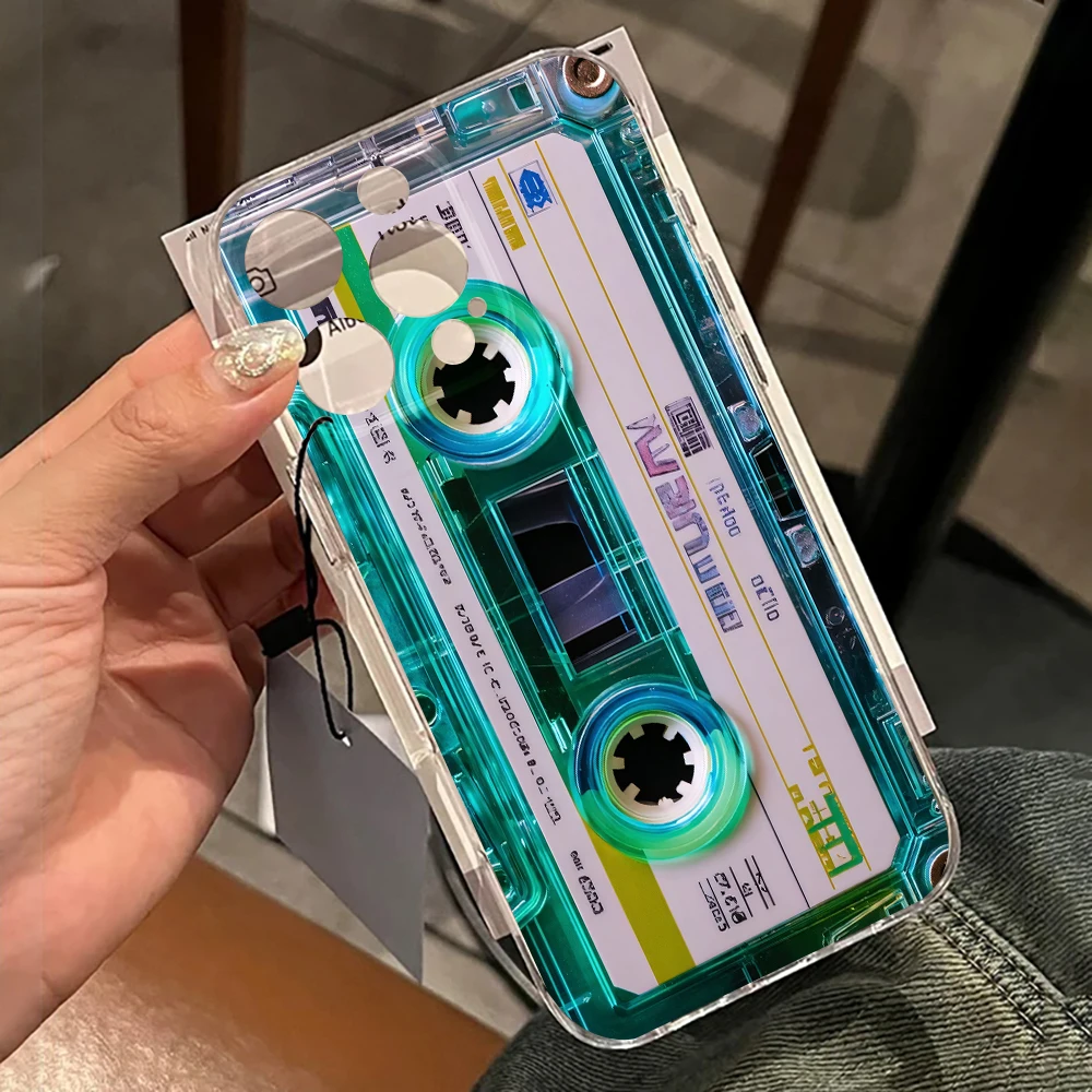 Transparente Hülle für Samsung Galaxy S25 S24 S23 Ultra S22 S21Plus FE A56 A55 A54 A53 A36 A35 A34 5G PC Retro Kassetten-Kunst Schutzhülle – Detail 1