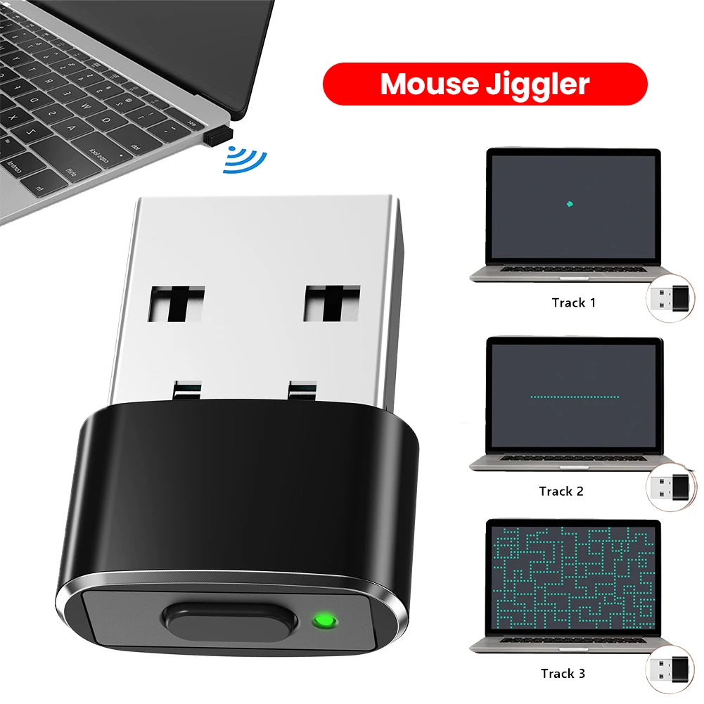 Mini Mouse Mover Jiggler ON/Off Button USB Automatic Mouse Jiggler Mover Undetectable Plug and Play Keeps Awake for Computer