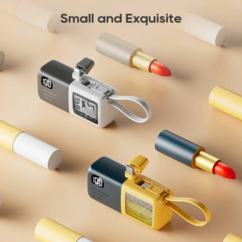 5000mAh For iPhone Batterie Externe Portable Charger For Xiaomi Mini Power Bank With Type-C Cable Fast Charging Power Bank