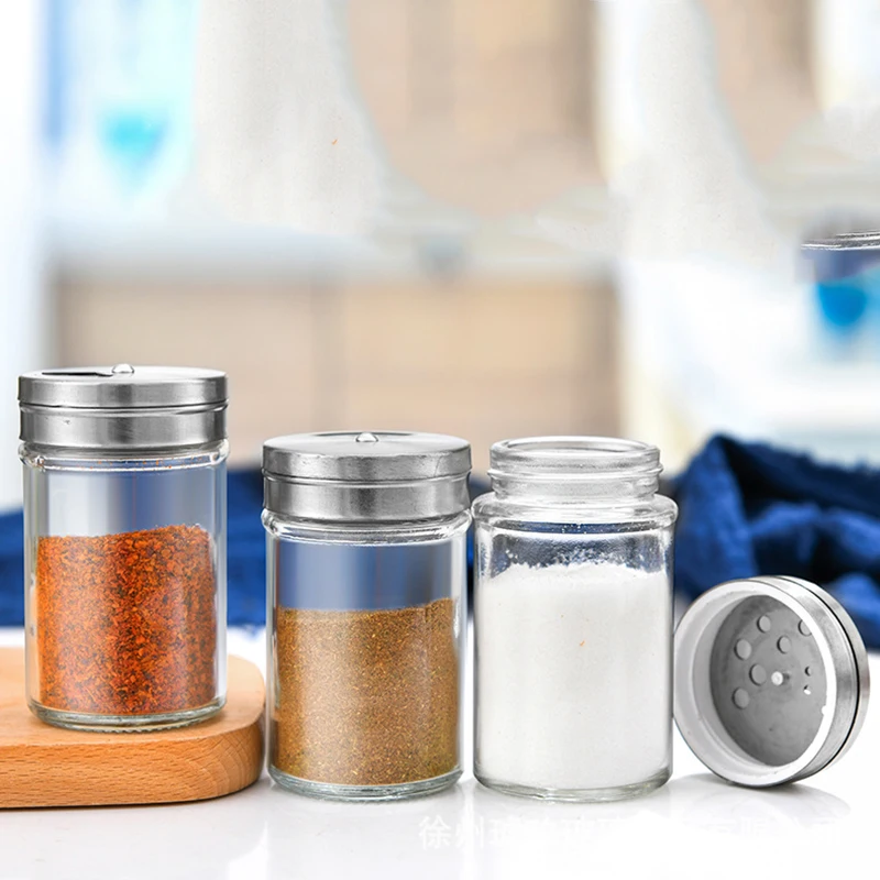 100ml Simple Seasoning Jar Stainless Steel Lid Glass Seasoning Bottle Seasoning Bottle for Home BBQ Seasoning Sprinkler Bottle