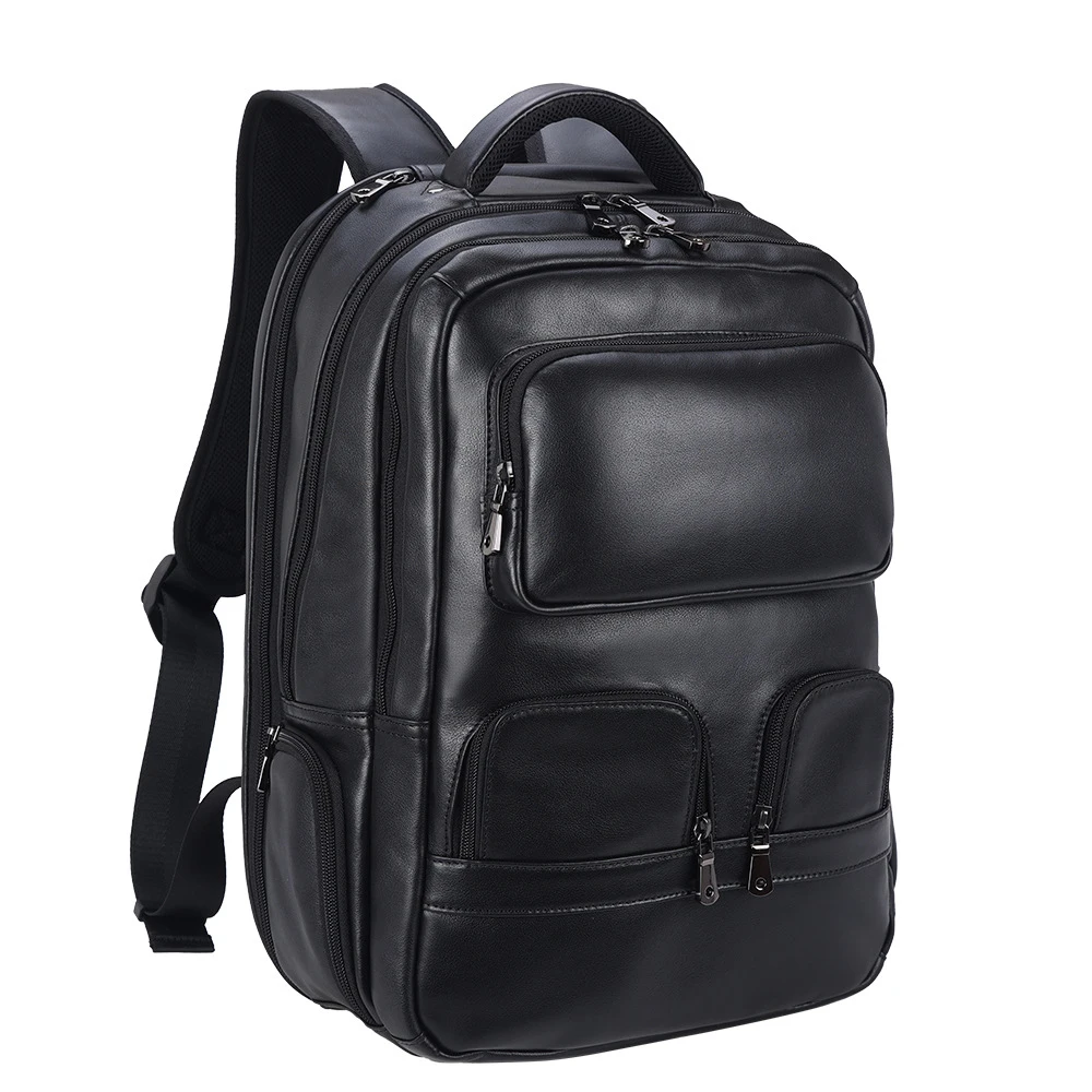 Multifunction Leather Backpack Genuine Leather Waterproof Outdoor Large Men Backpacks 17.3 Inch Laptop Shoulders Bag  Travel Bag