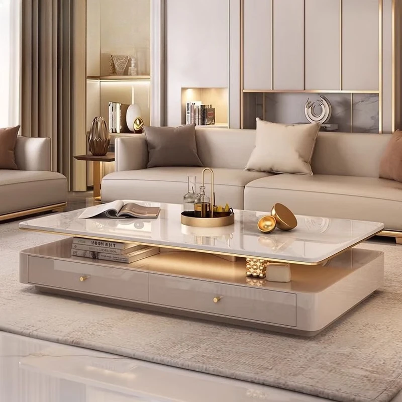 

Light luxury rock slab coffee table, high-end rectangular new model