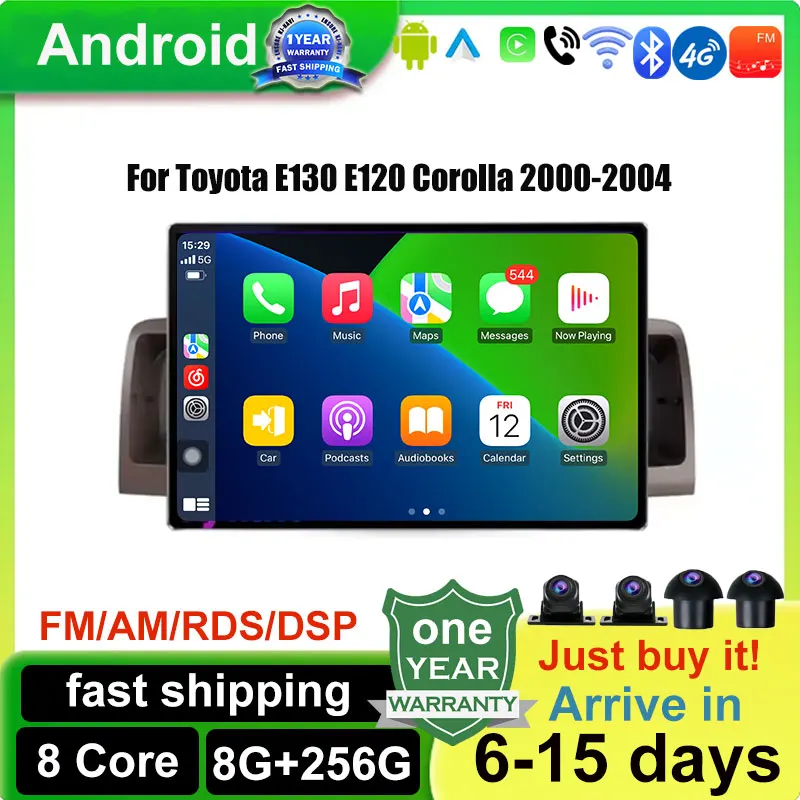 

Multimedia Player Android Car Radio GPS Navigation Bluetooth Wireless Carplay 4G Tools For Toyota E130 E120 Corolla 2000-2004