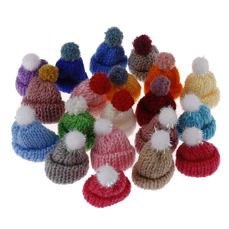 10Pcs 3.5CM Mixed Woolen Yarn Mini Hat Cap Headwear Garment Doll Craft Dolls Decoration Accessories