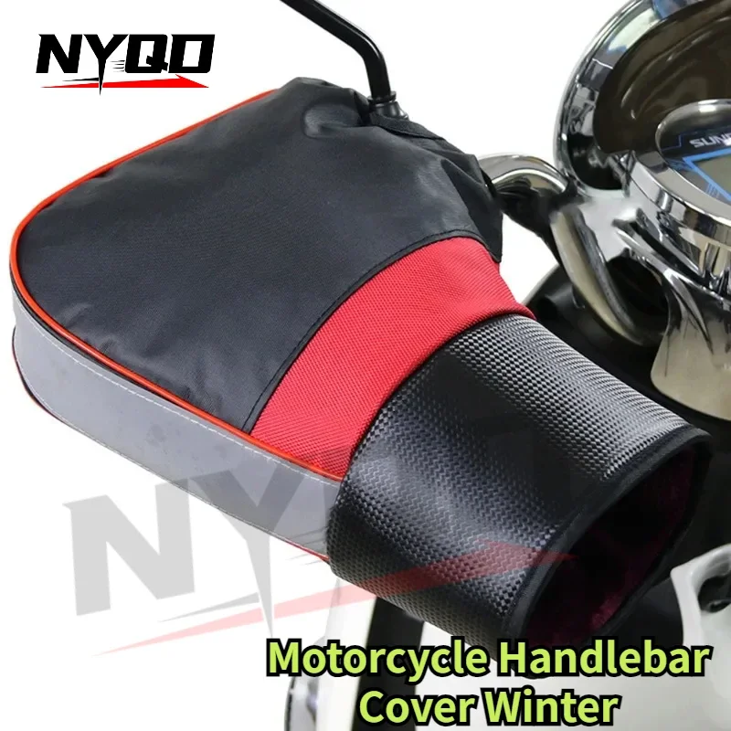 Motorcycle Handlebar Cover Winter Battery Bike Windshield Gloves Windproof Warm Handle Thickened Reflective Strip