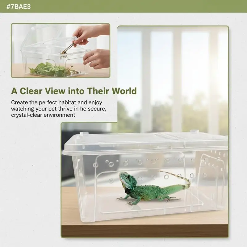 Reptile Breeding Box Secure Transparent Escape Proof Container for Temporary Housing Transport and Breeding of Reptiles