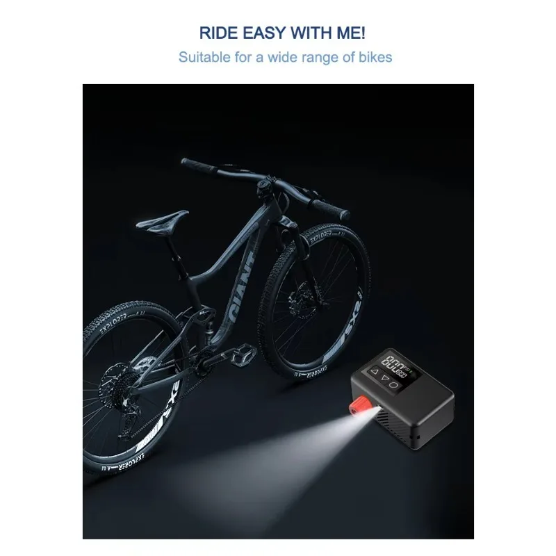 Motor sin escobillas personalizable portátil eléctrico 2 ruedas bomba de neumáticos Digital inteligente bicicleta automática inalámbrica Max120psi