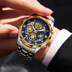 PENGAGAR Luxury Military Watch for Men Waterproof Luminous Date Chronograph Man Watch Sport Quartz Stainless Steel Men's Watches