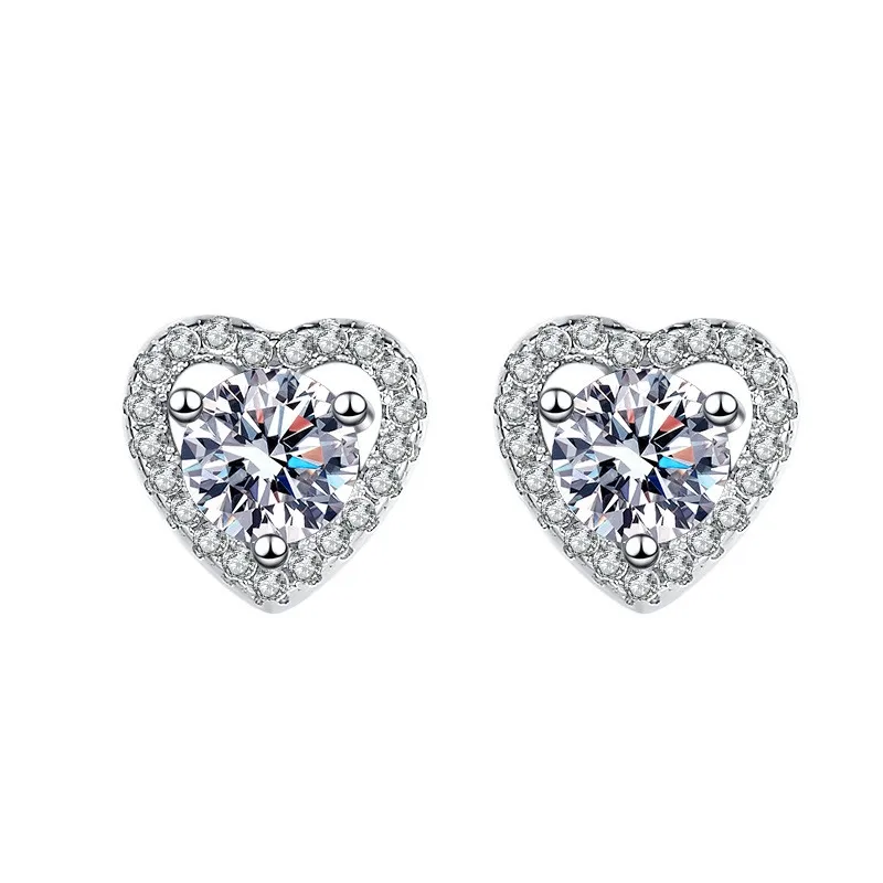 

ES0001 Lefei Fashion Diamond-set Classic 0.5ct Moissanite Love Heart Earring For Women 925 Sterling Silver Party Wedding Jewelry